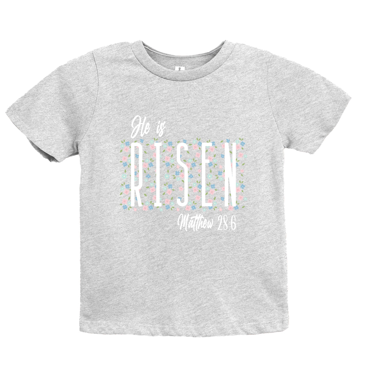 He Is Risen Floral - Youth Short Sleeve Graphic T-Shirt