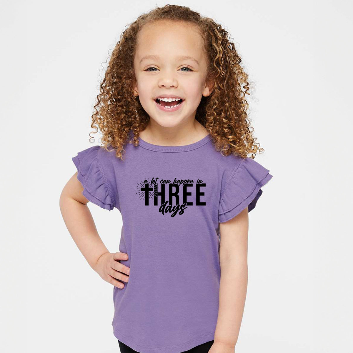 A Lot Can Happen In Three Days - Flutter Sleeve Graphic T-Shirt