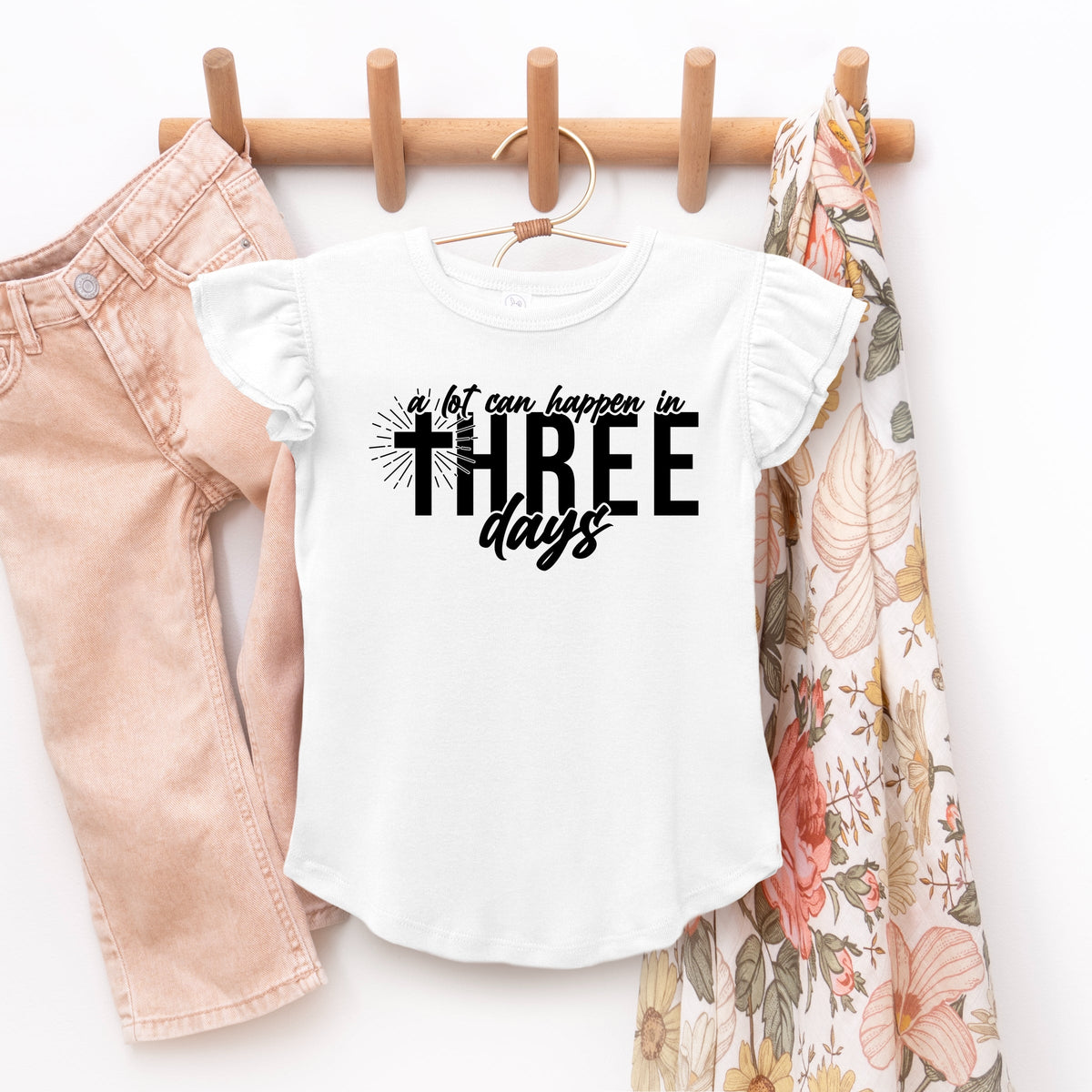 A Lot Can Happen In Three Days - Flutter Sleeve Graphic T-Shirt