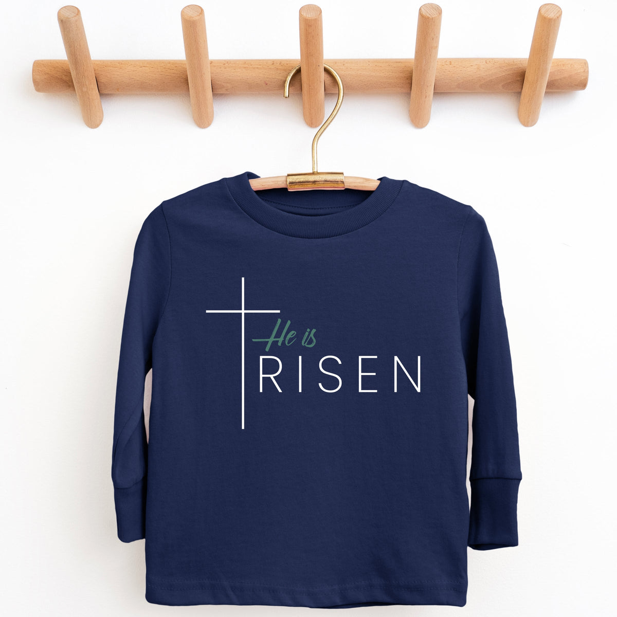 He Is Risen Cross Thin - Youth Long Sleeve Graphic T-Shirt