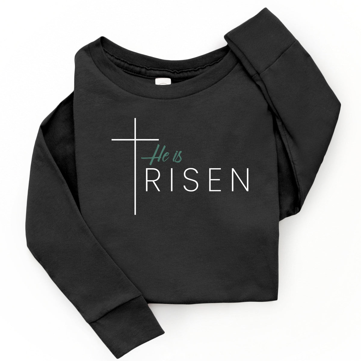 He Is Risen Cross Thin - Youth Long Sleeve Graphic T-Shirt