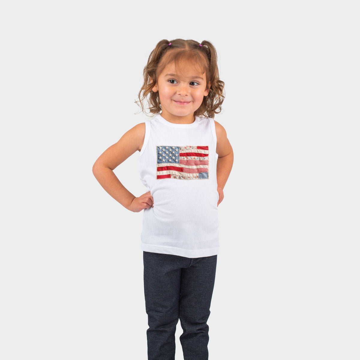American Flag Faux Patchwork - Toddler Graphic Tank