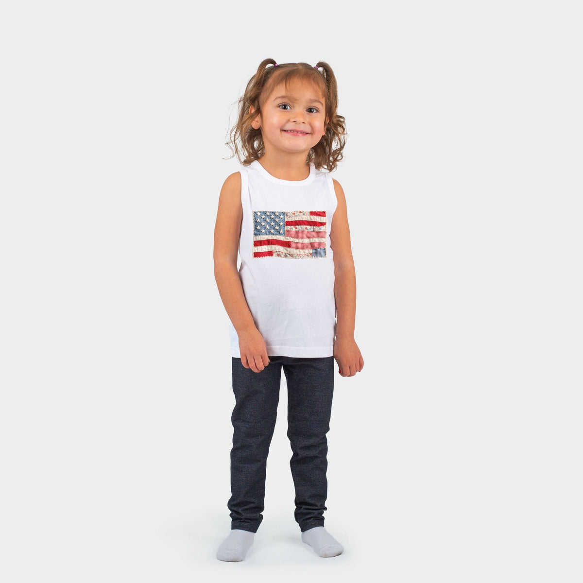 American Flag Faux Patchwork - Toddler Graphic Tank