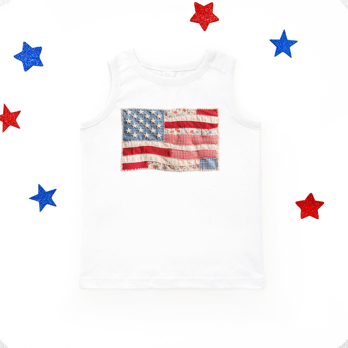 American Flag Faux Patchwork - Youth Tank Top