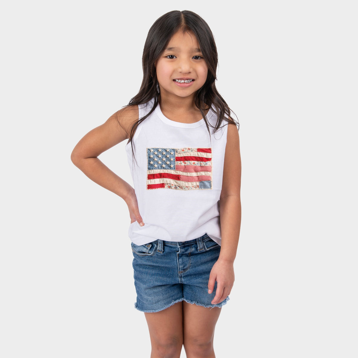 American Flag Faux Patchwork - Youth Tank Top