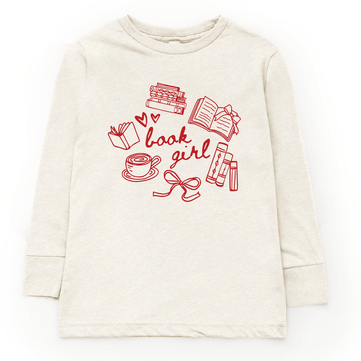 Book Girl Sketched - Youth Long Sleeve Graphic T-Shirt