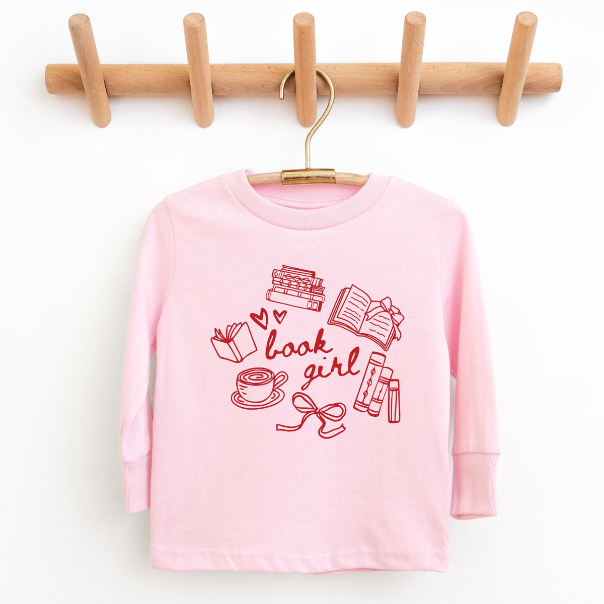 Book Girl Sketched - Youth Long Sleeve Graphic T-Shirt
