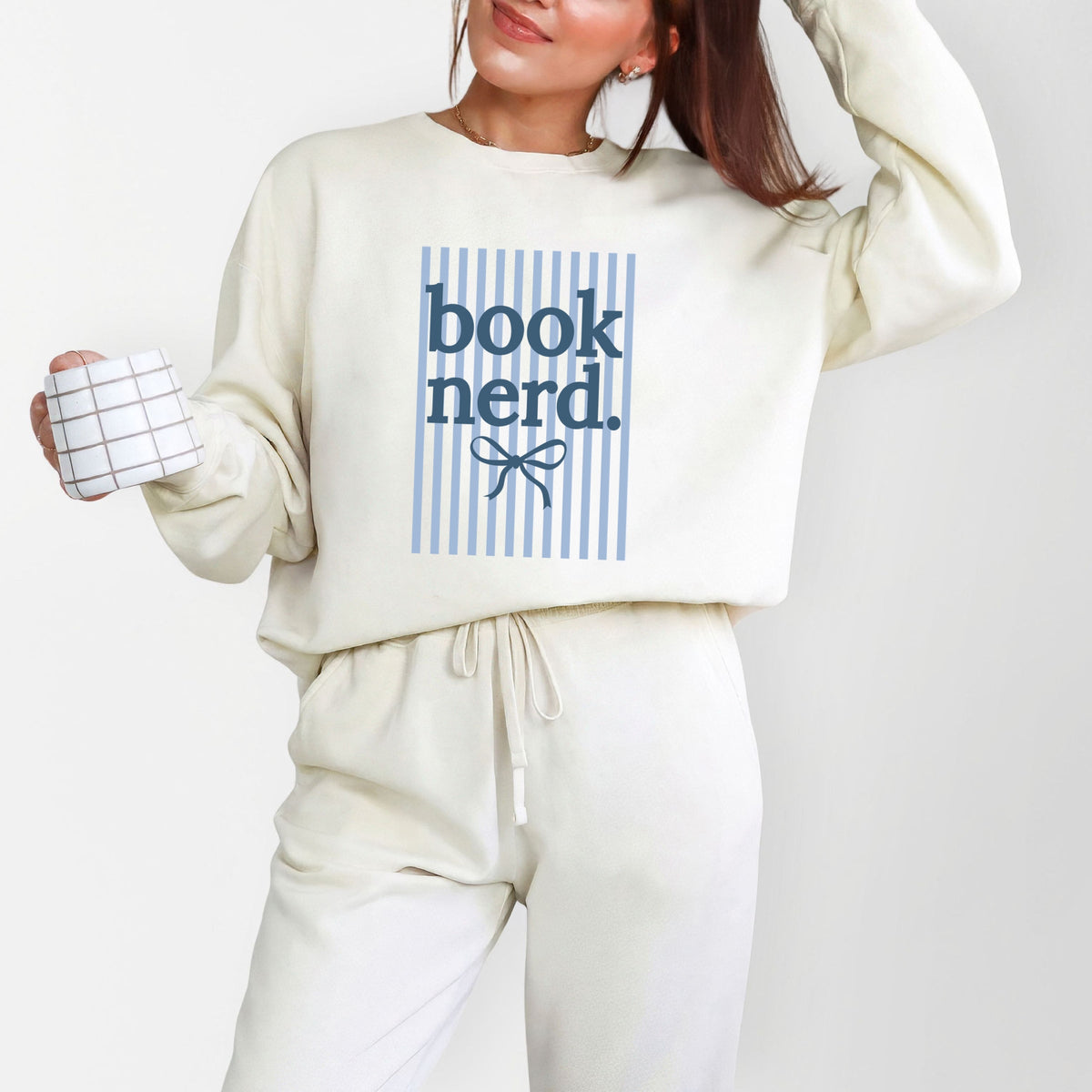 Blue Book Nerd Stripes - Women's Lightweight Garment Dyed Sweatshirt