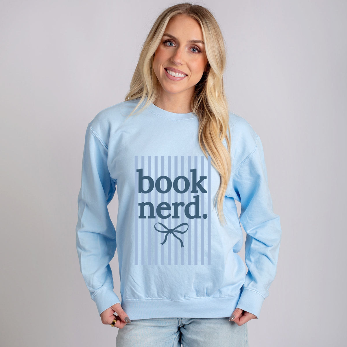 Blue Book Nerd Stripes - Women's Lightweight Garment Dyed Sweatshirt