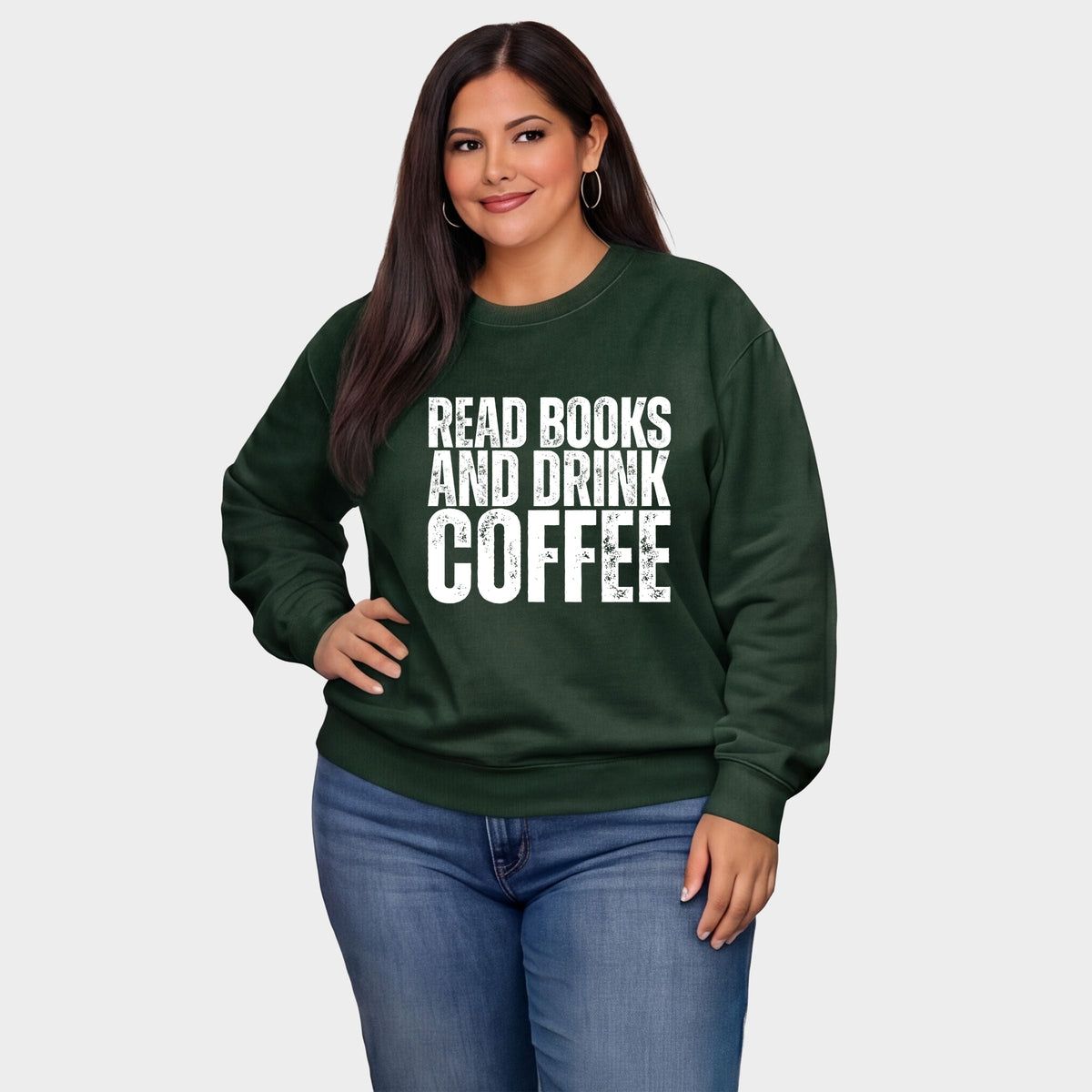 Read Books And Drink Coffee Distressed - Women's Plus Sweatshirt