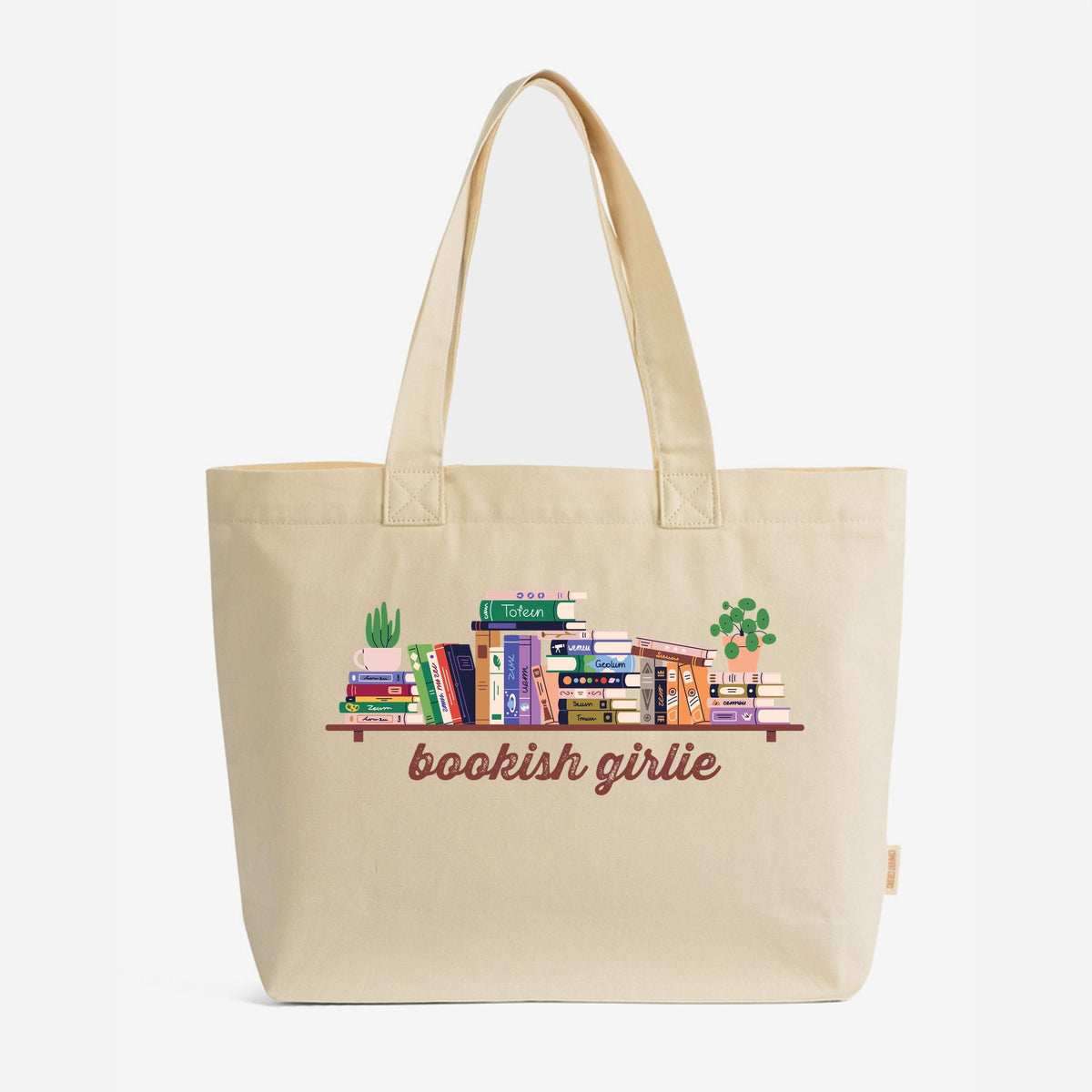 Bookish Girlie Bookshelf - Zippered Canvas Tote