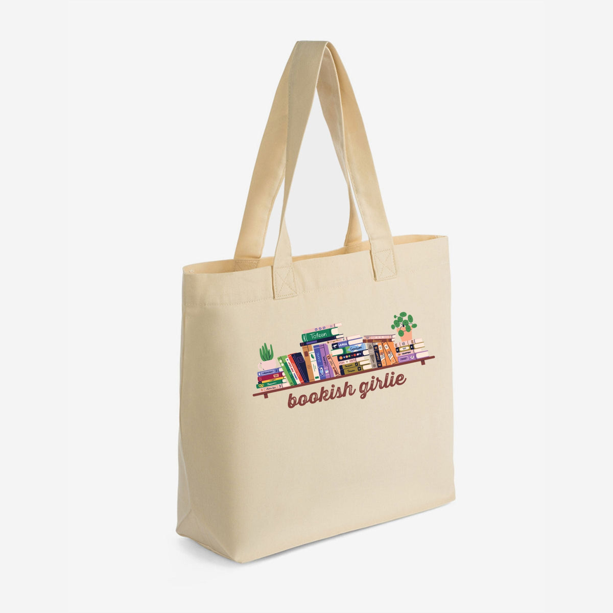 Bookish Girlie Bookshelf - Zippered Canvas Tote
