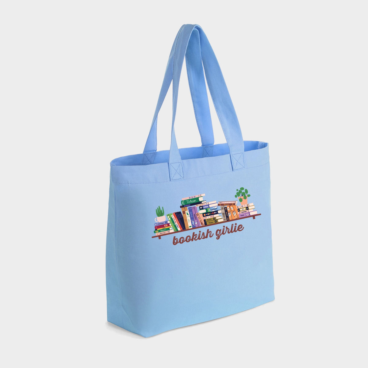 Bookish Girlie Bookshelf - Zippered Canvas Tote
