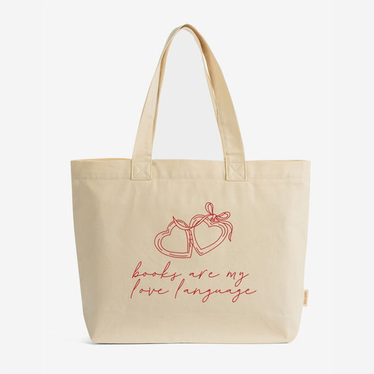 Books Are My Love Language Locket - Zippered Canvas Tote