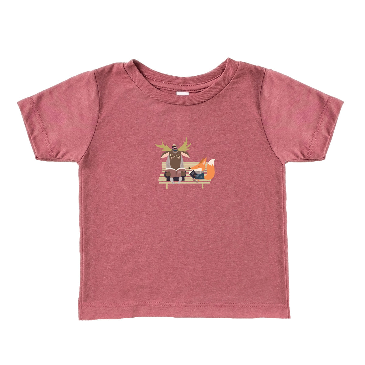 Moose and Fox Reading - Toddler Short Sleeve Graphic T-Shirt
