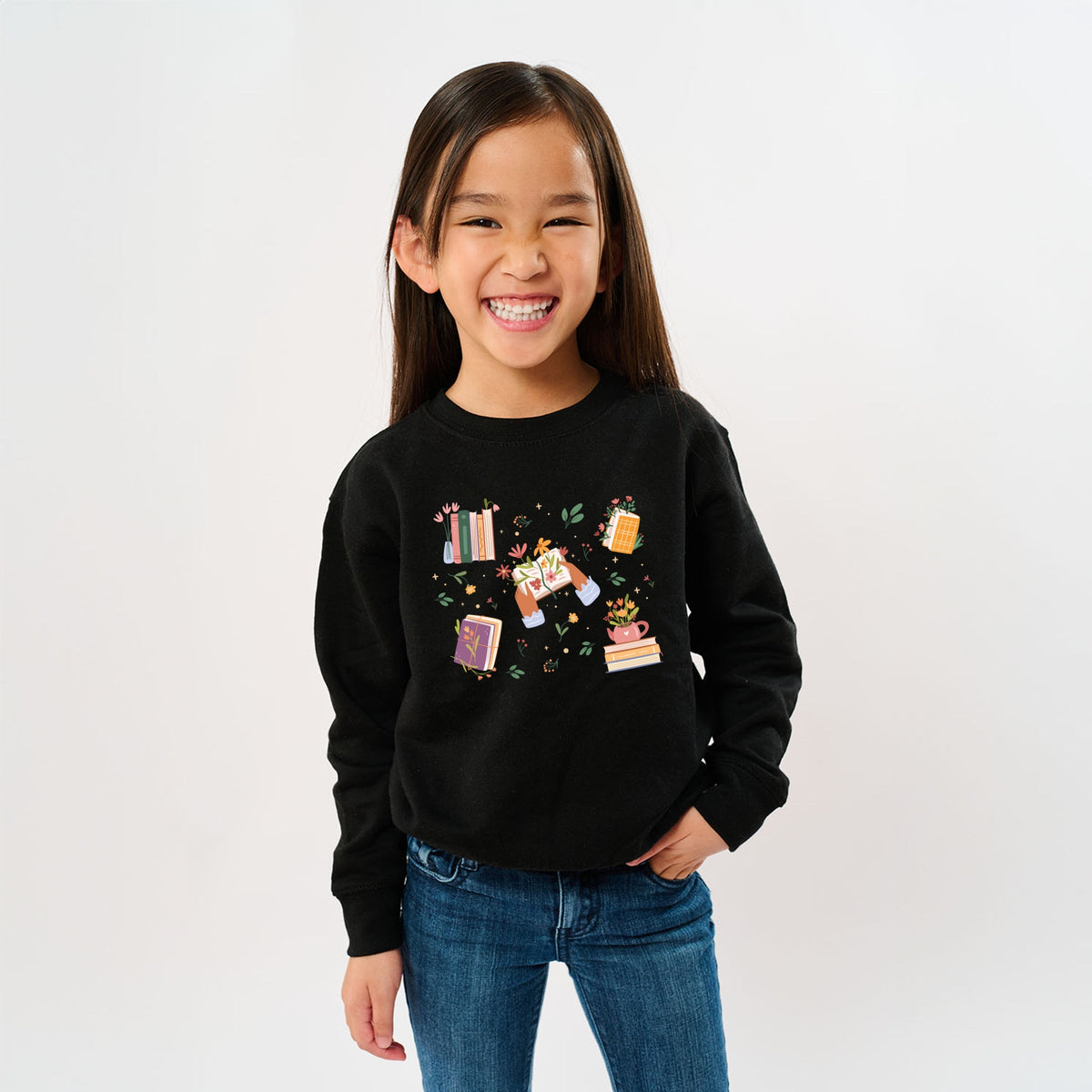 Books and Flowers Collage - Youth Graphic Sweatshirt