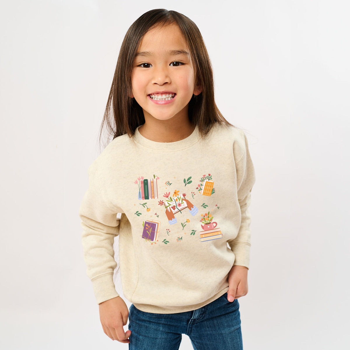 Books and Flowers Collage - Youth Graphic Sweatshirt
