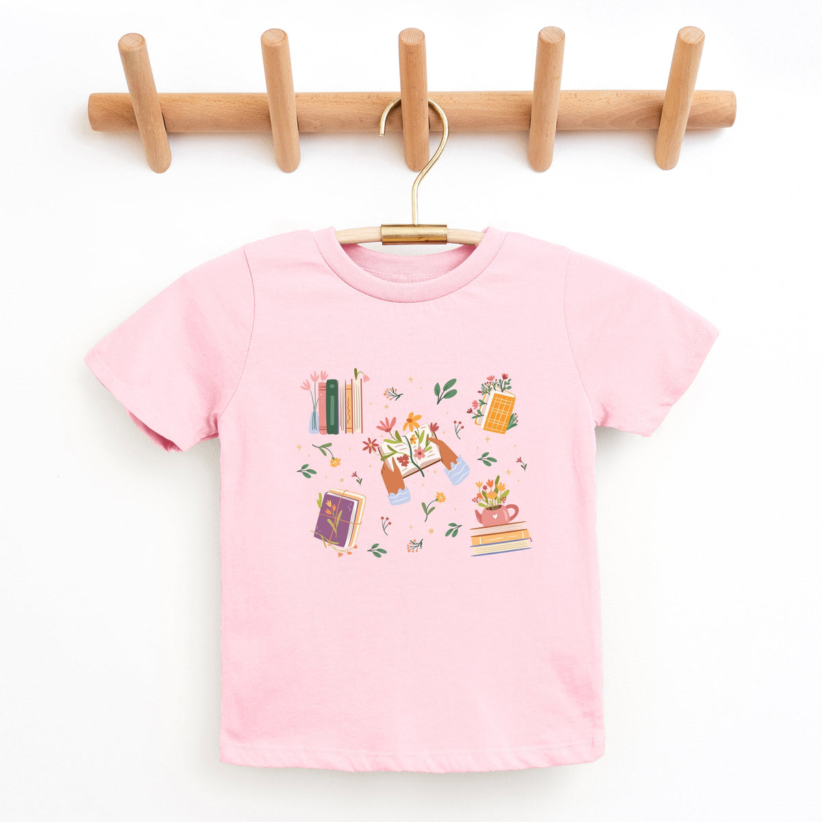 Books and Flowers Collage - Youth Short Sleeve Graphic T-Shirt