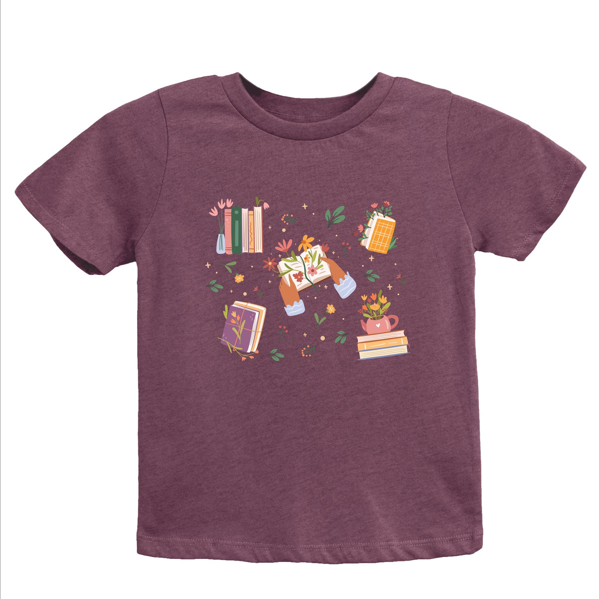 Books and Flowers Collage - Youth Short Sleeve Graphic T-Shirt