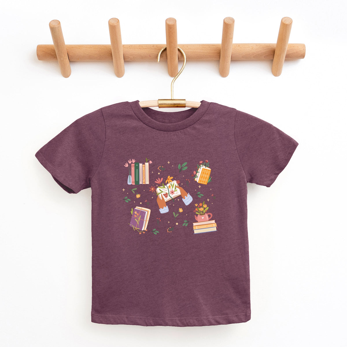 Books and Flowers Collage - Youth Short Sleeve Graphic T-Shirt