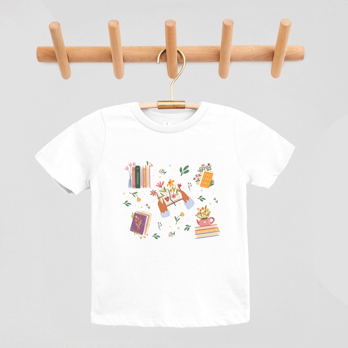Books and Flowers Collage - Youth Short Sleeve Graphic T-Shirt