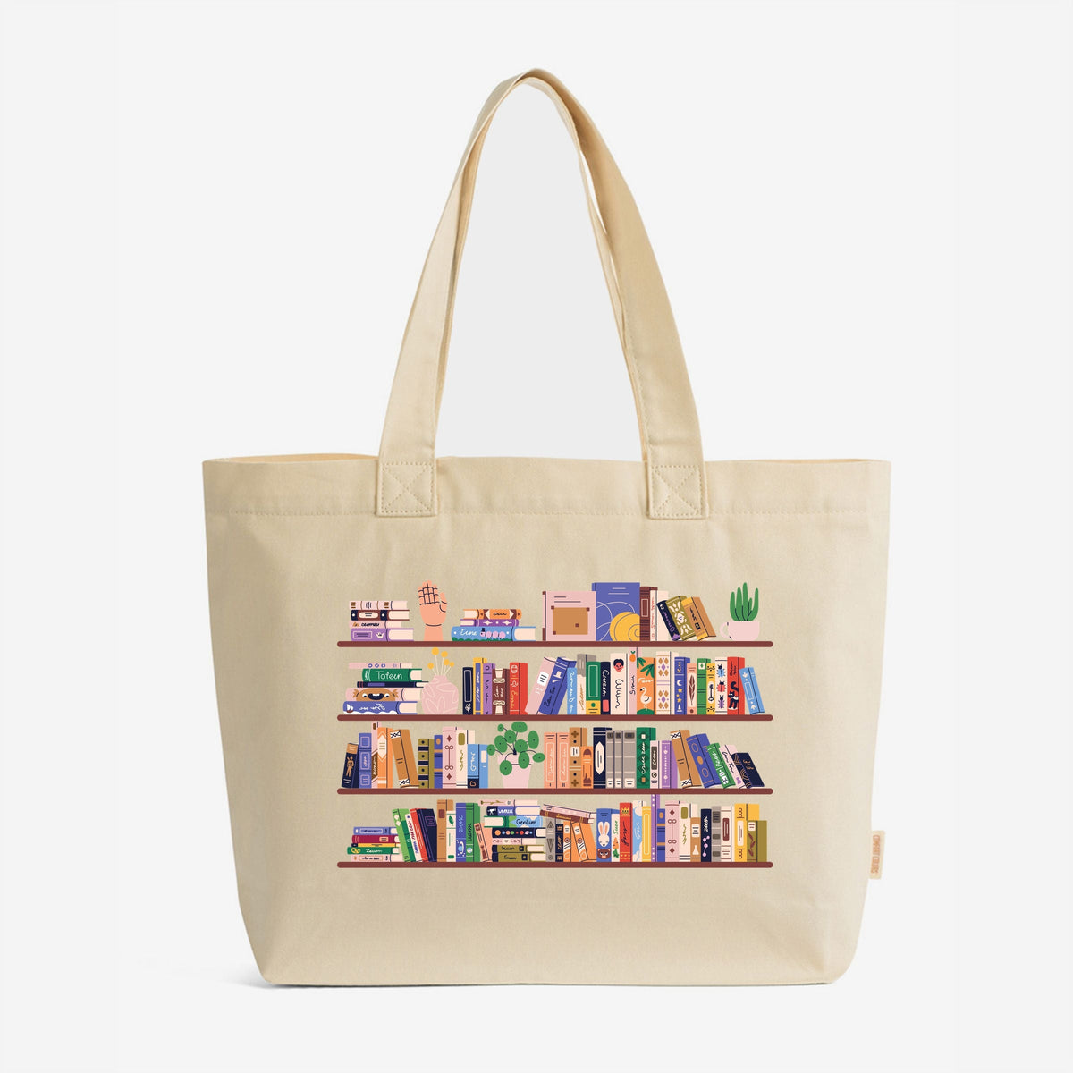 Books On Shelves - Zippered Canvas Tote