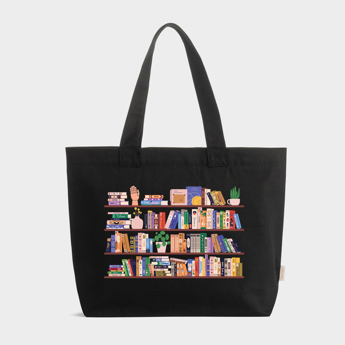 Books On Shelves - Zippered Canvas Tote