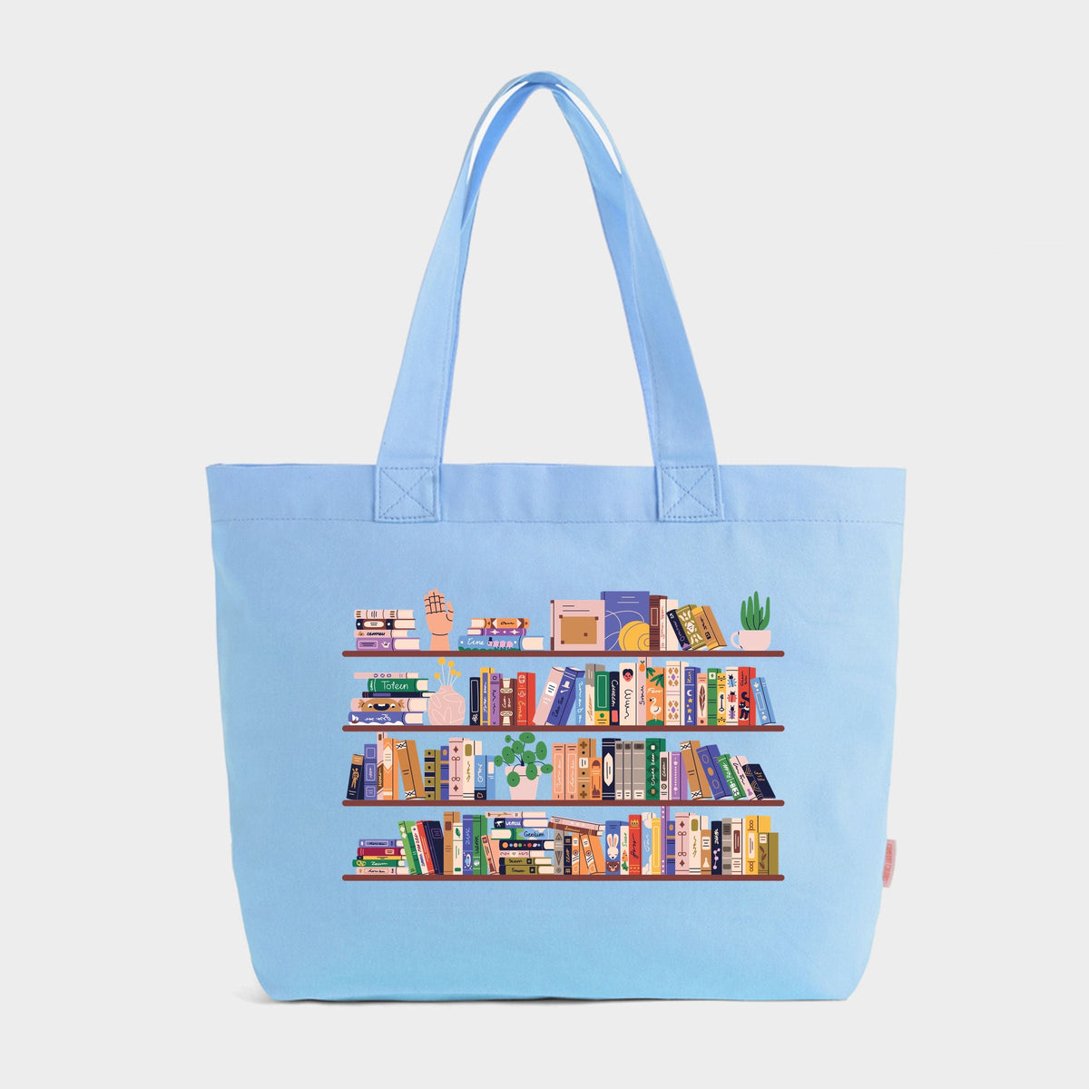 Books On Shelves - Zippered Canvas Tote