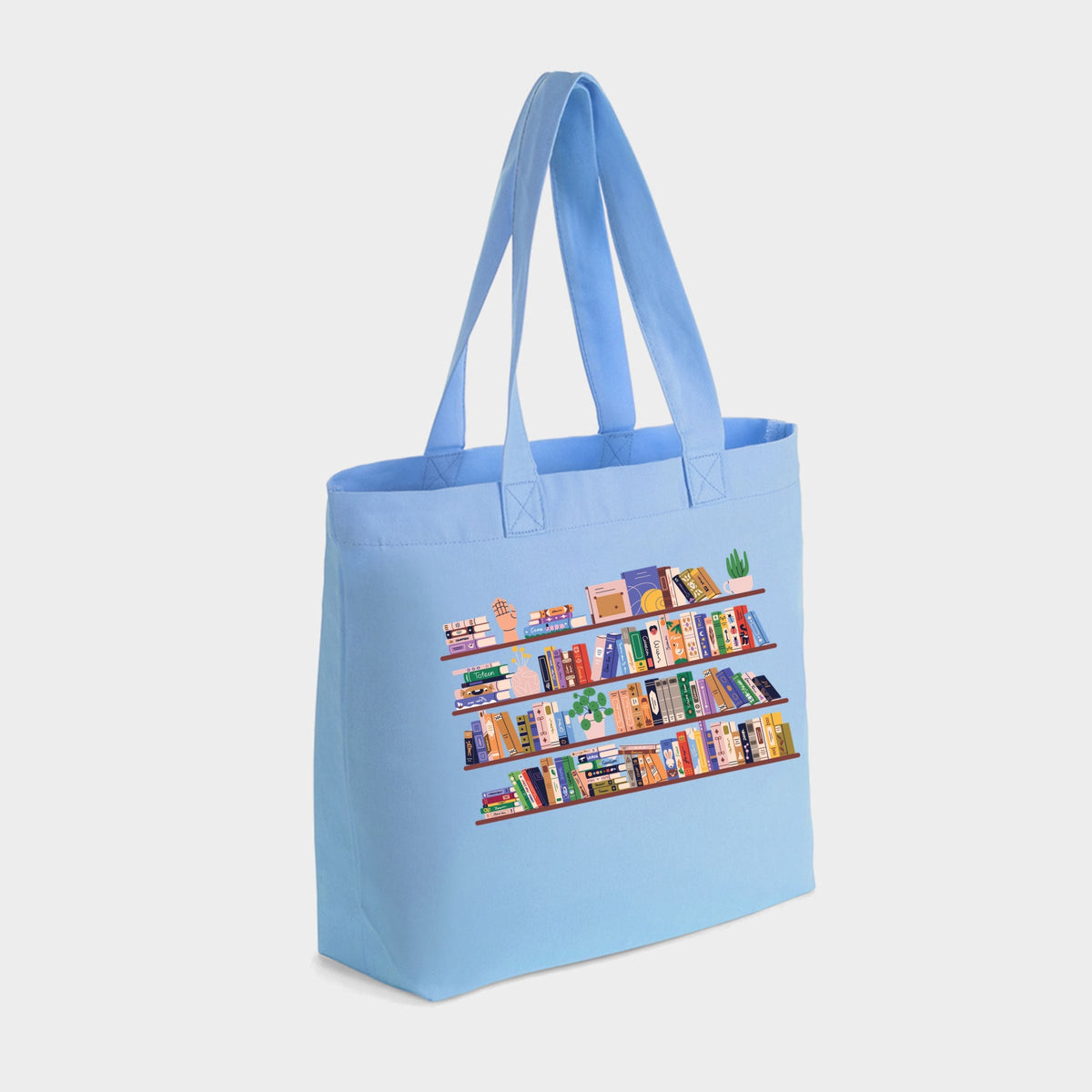 Books On Shelves - Zippered Canvas Tote