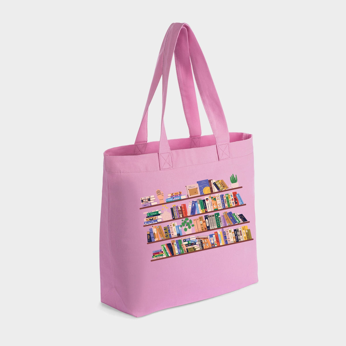 Books On Shelves - Zippered Canvas Tote