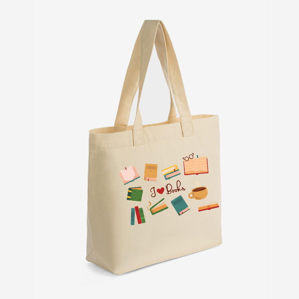 I Love Books Collage - Zippered Canvas Tote