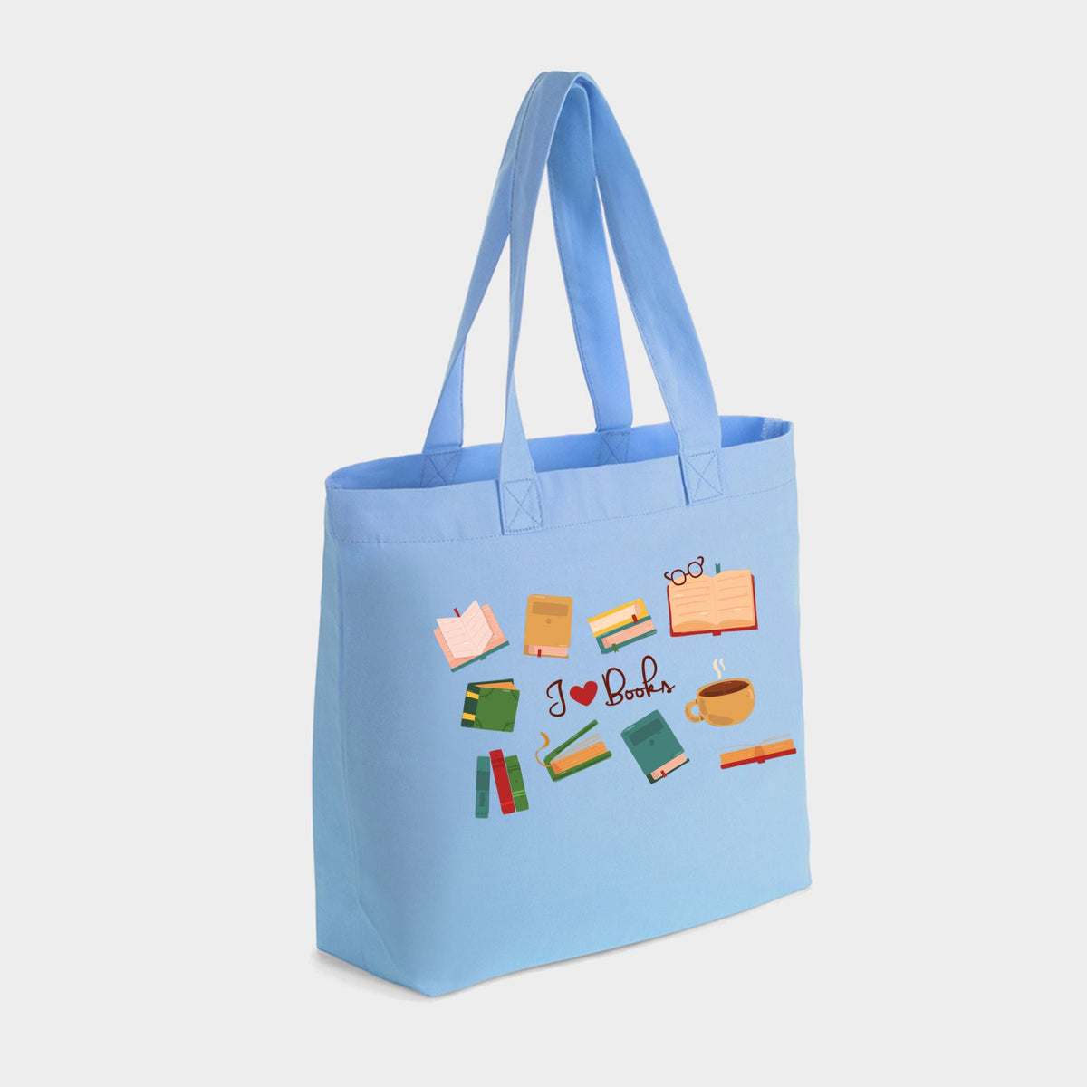 I Love Books Collage - Zippered Canvas Tote