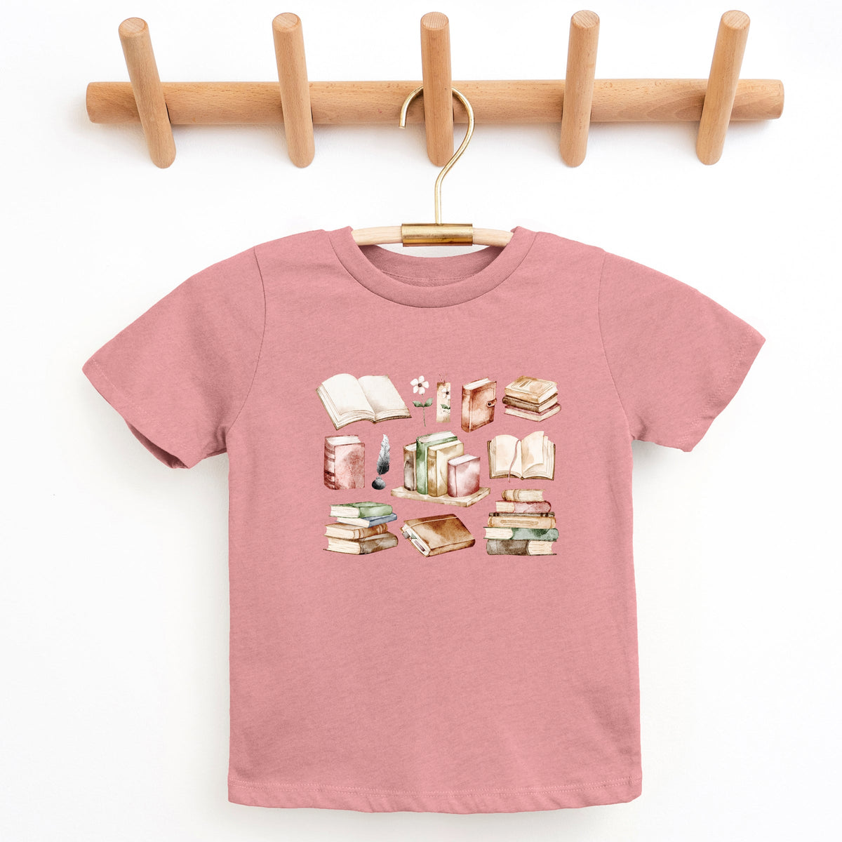Watercolor Books Collage - Youth Short Sleeve Graphic T-Shirt