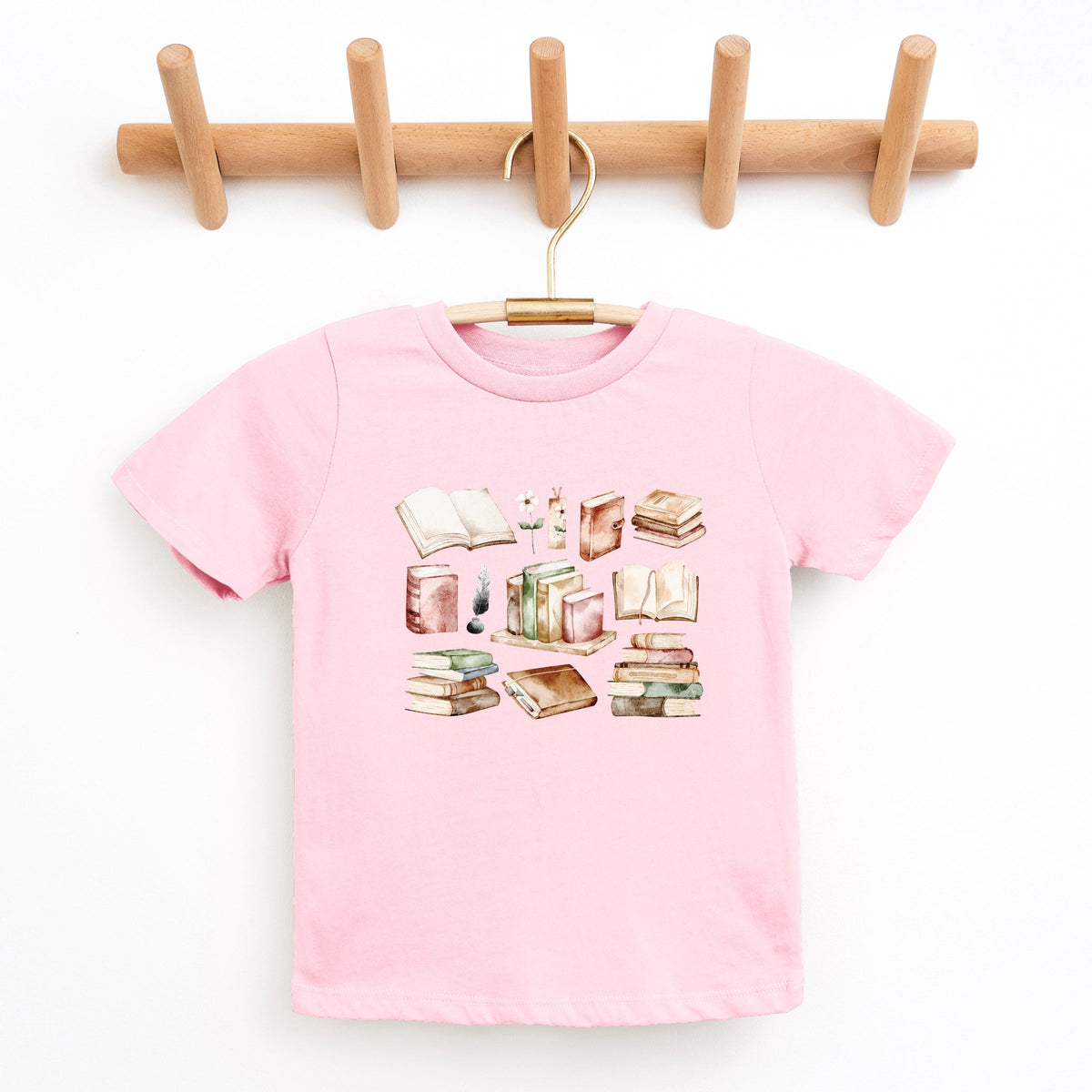 Watercolor Books Collage - Youth Short Sleeve Graphic T-Shirt