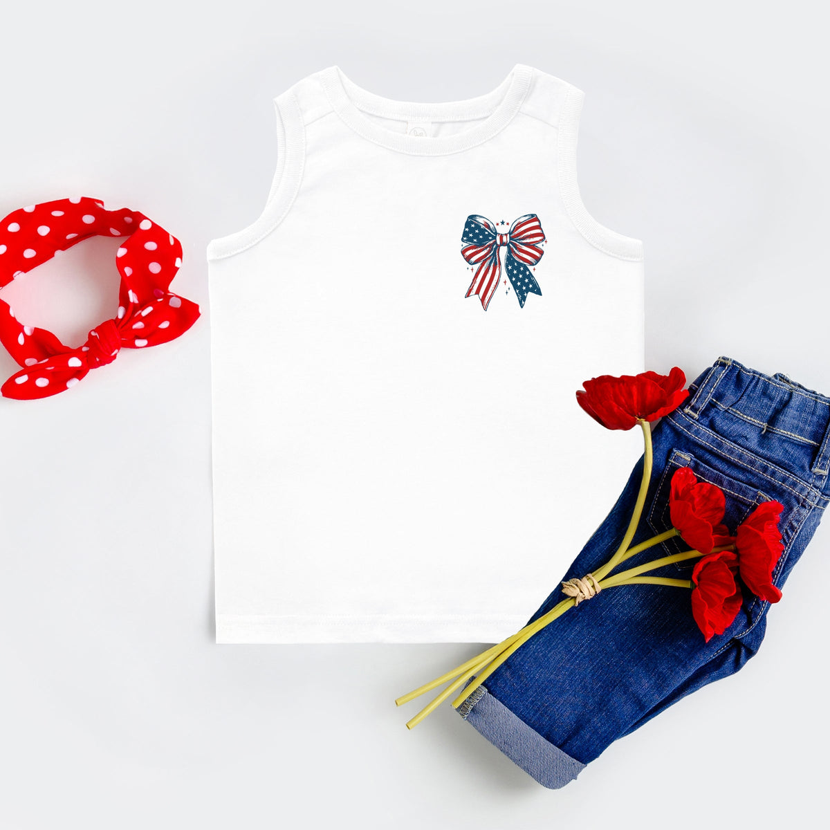 Patriotic Bow Stars - Toddler Graphic Tank
