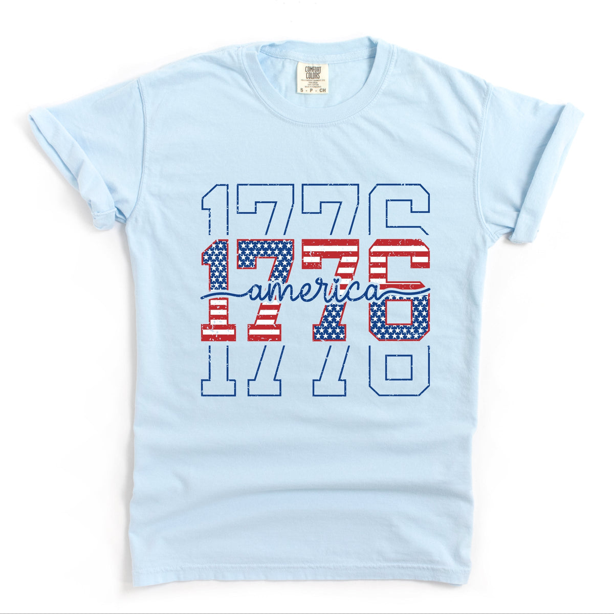 1776 America Stacked - Women's Garment Dyed Graphic T-Shirt