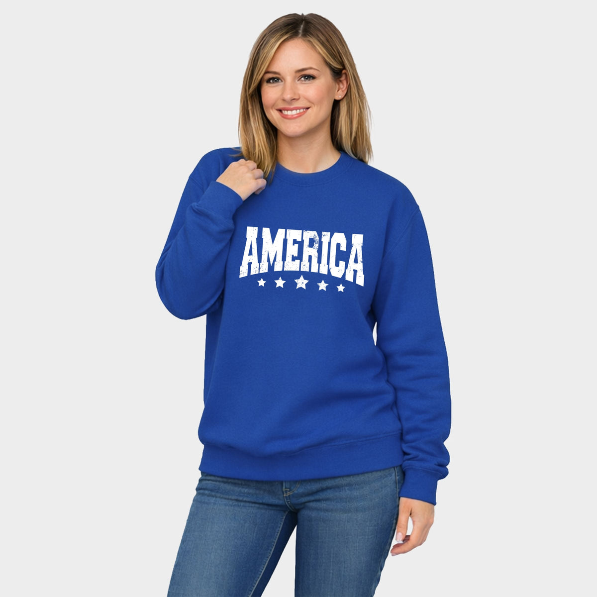 America Varsity Star Distressed - Women's Graphic Sweatshirt
