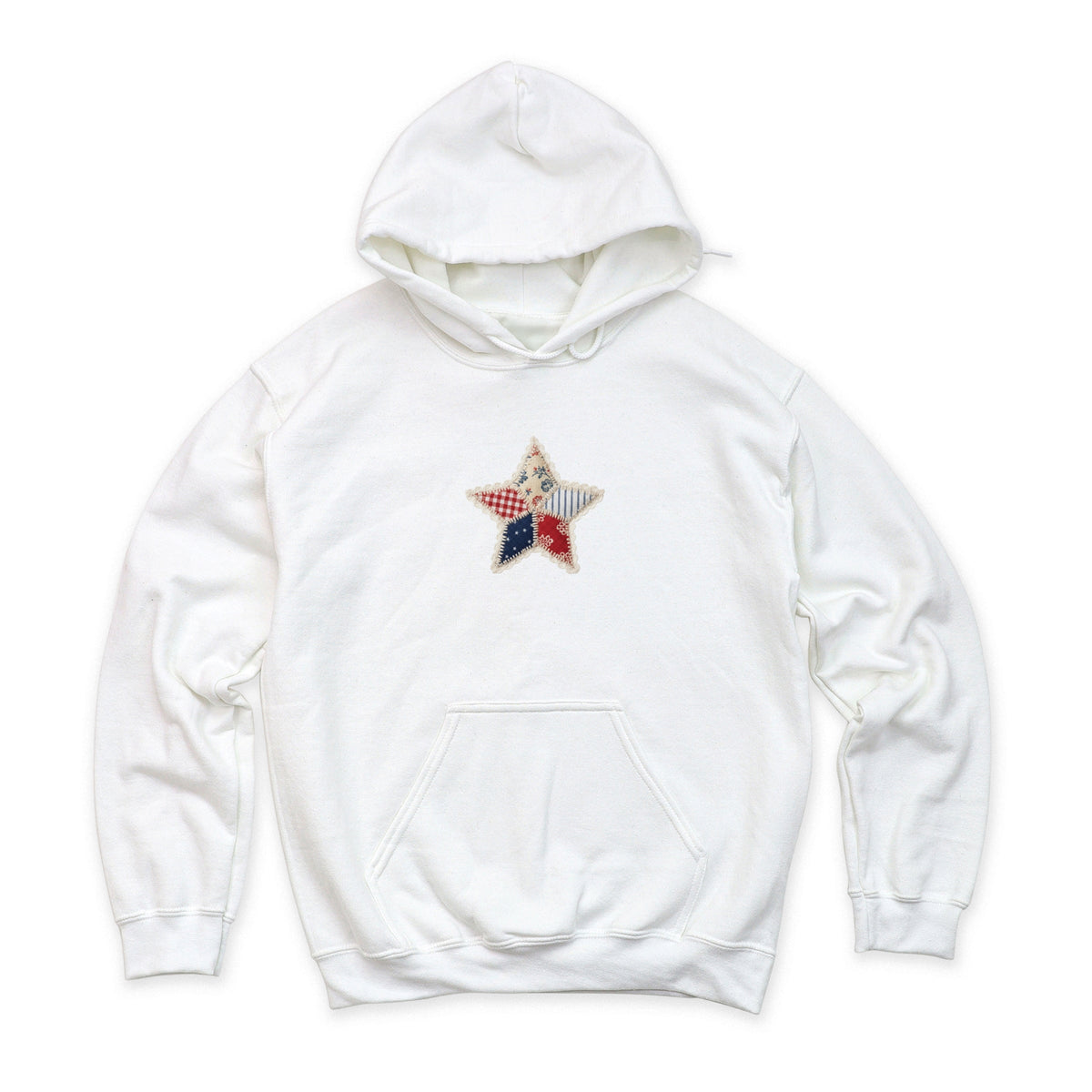 Patriotic Star Faux Patchwork Print - Women's Graphic Hoodie
