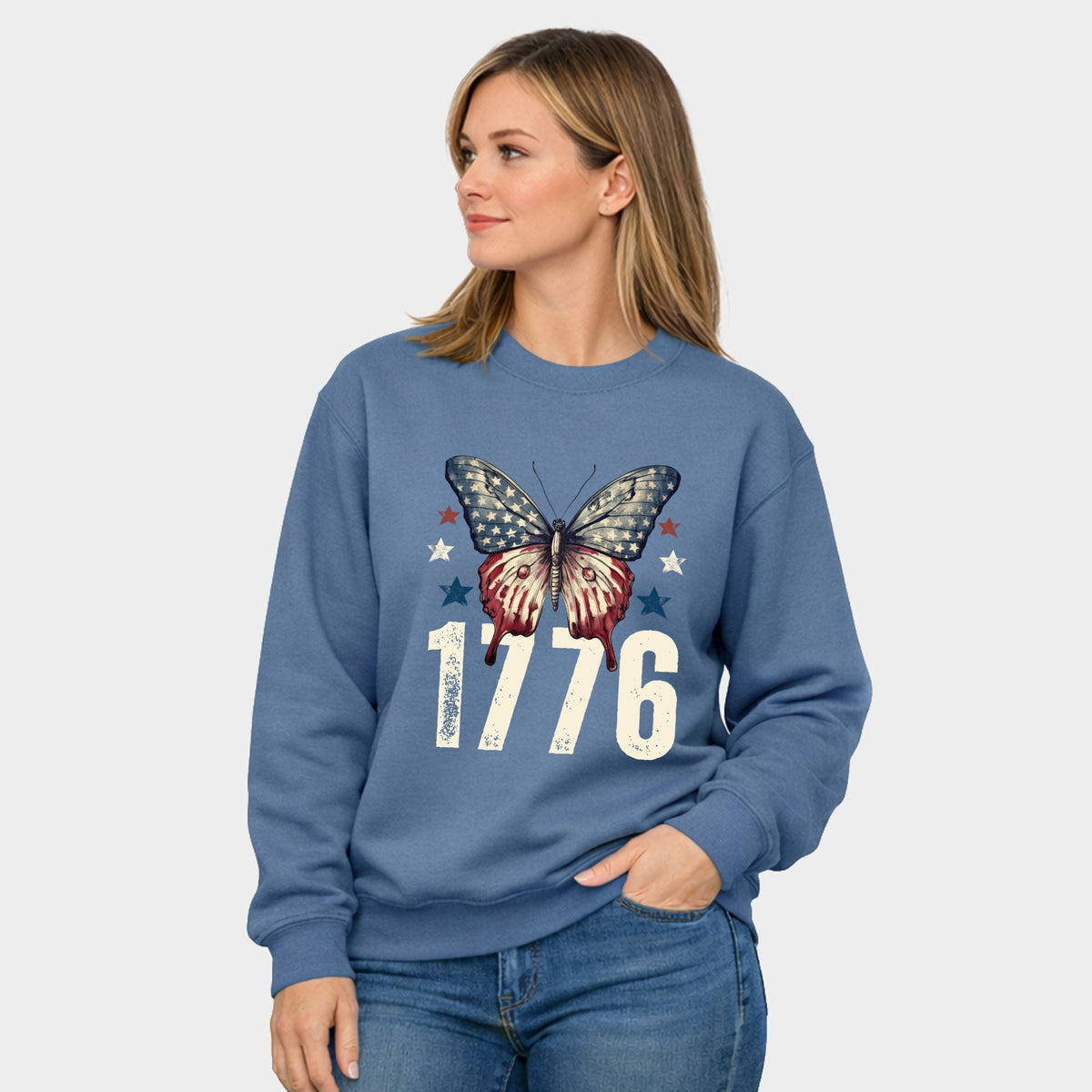 1776 Butterfly Patriotic - Women's Graphic Sweatshirt