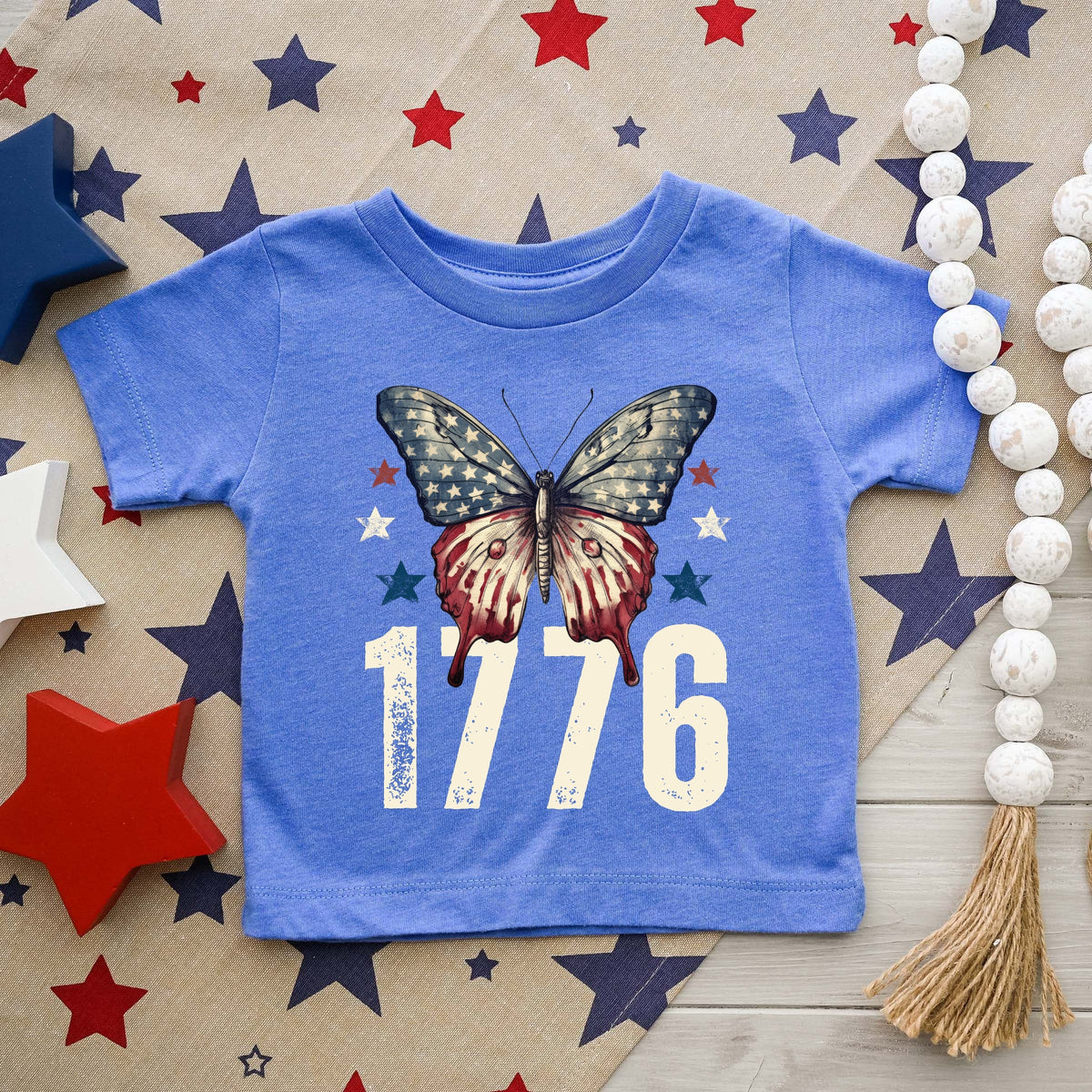 1776 Butterfly Patriotic - Toddler Short Sleeve Graphic T-Shirt