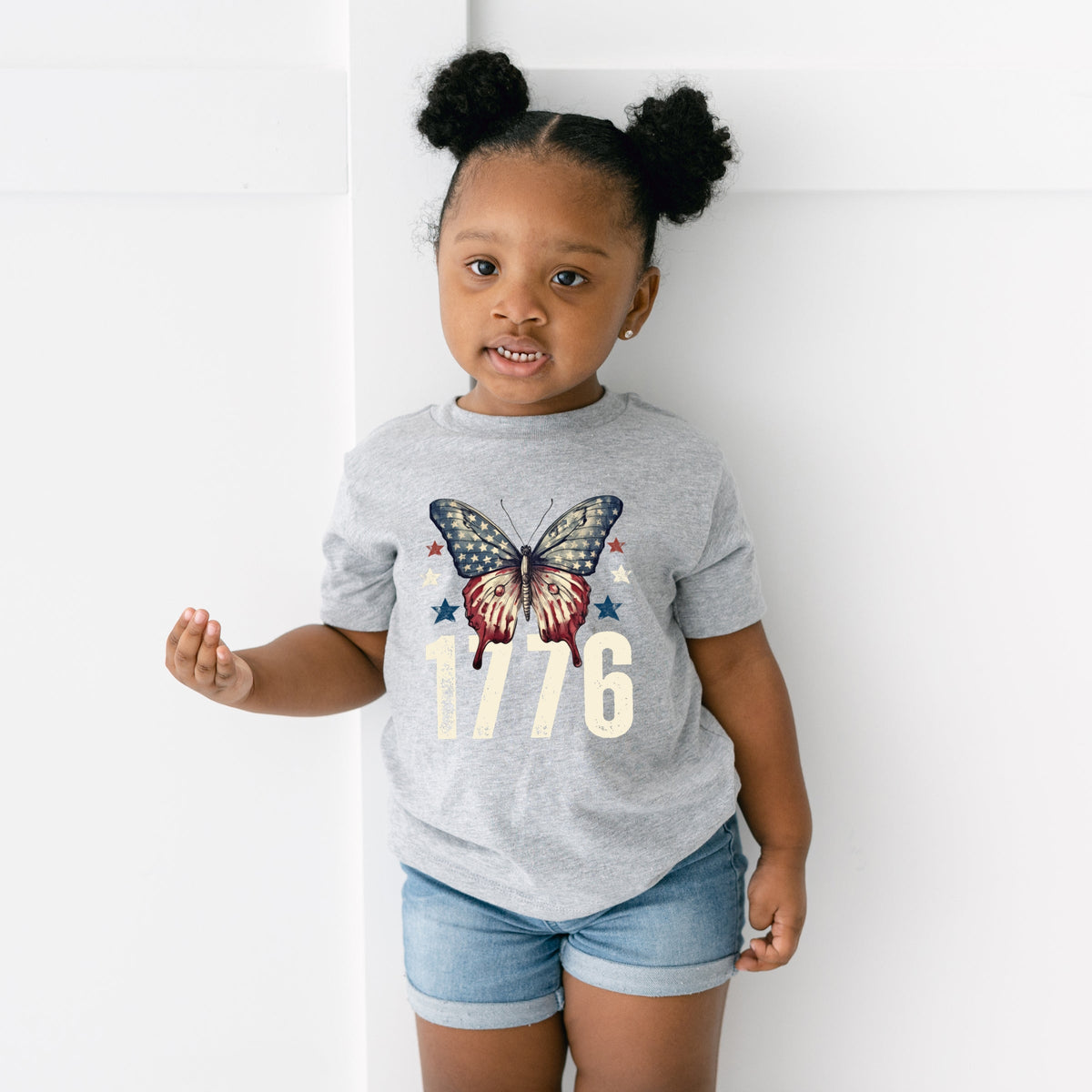 1776 Butterfly Patriotic - Toddler Short Sleeve Graphic T-Shirt