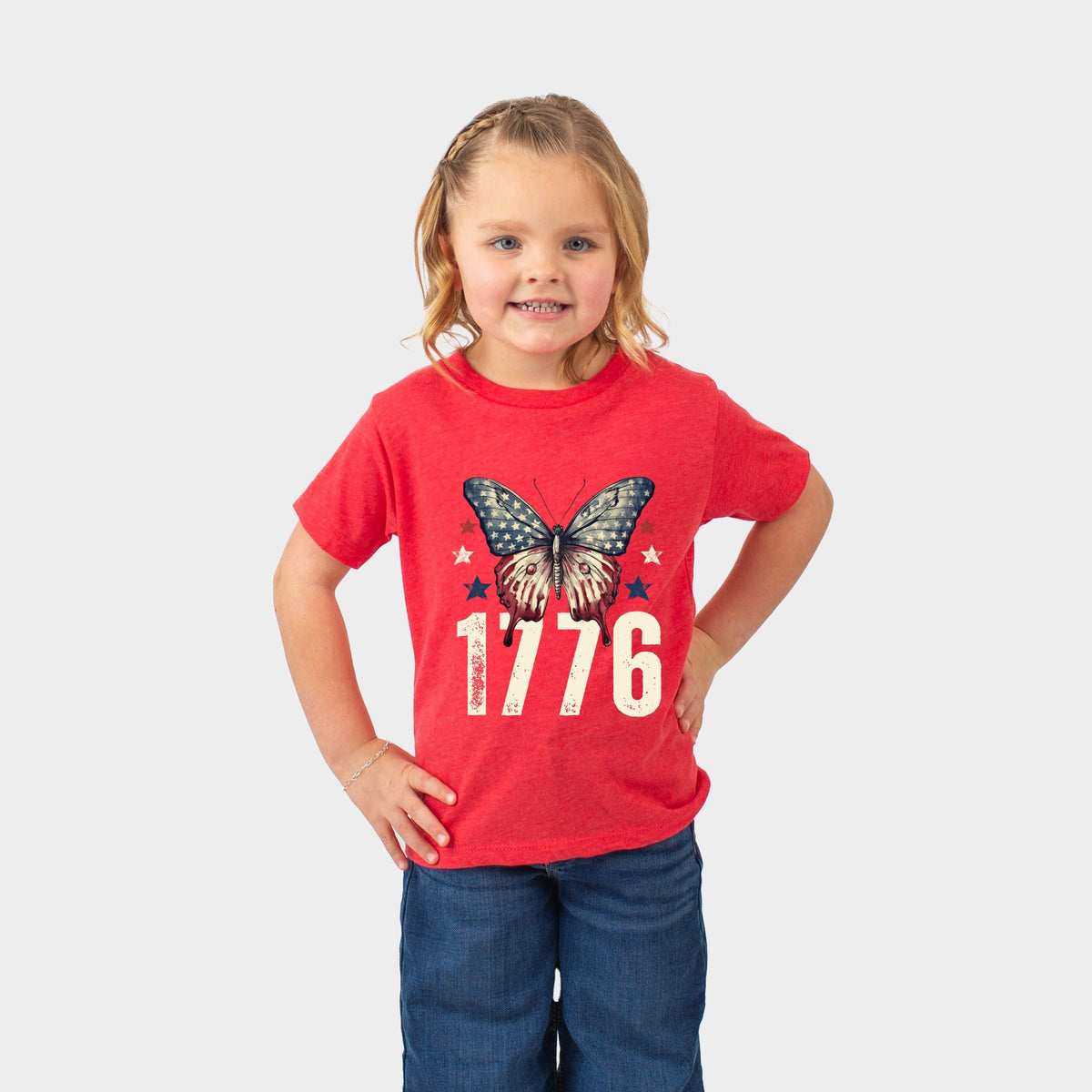 1776 Butterfly Patriotic - Toddler Short Sleeve Graphic T-Shirt