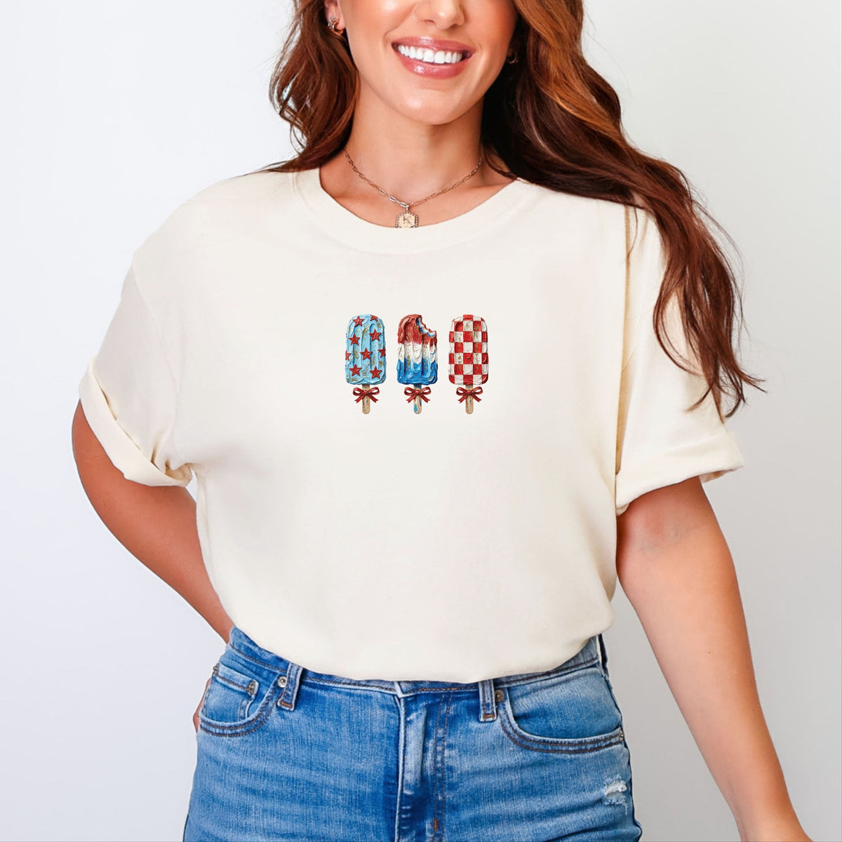 Patriotic Popsicles - Women's Garment Dyed Graphic T-Shirt