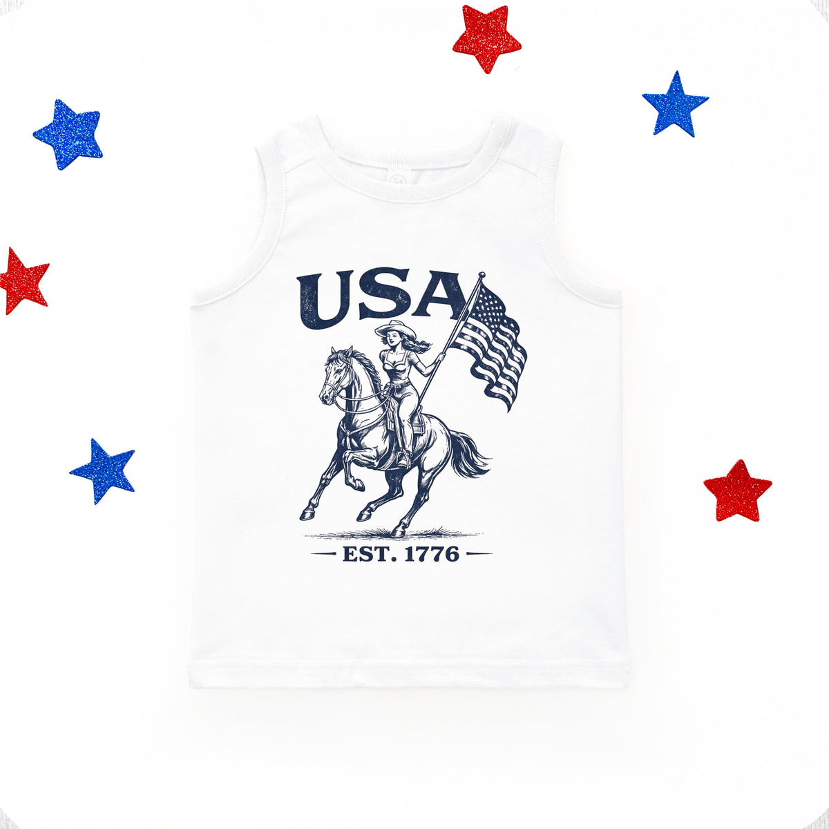 USA Cowgirl Flag - Youth Tank Top