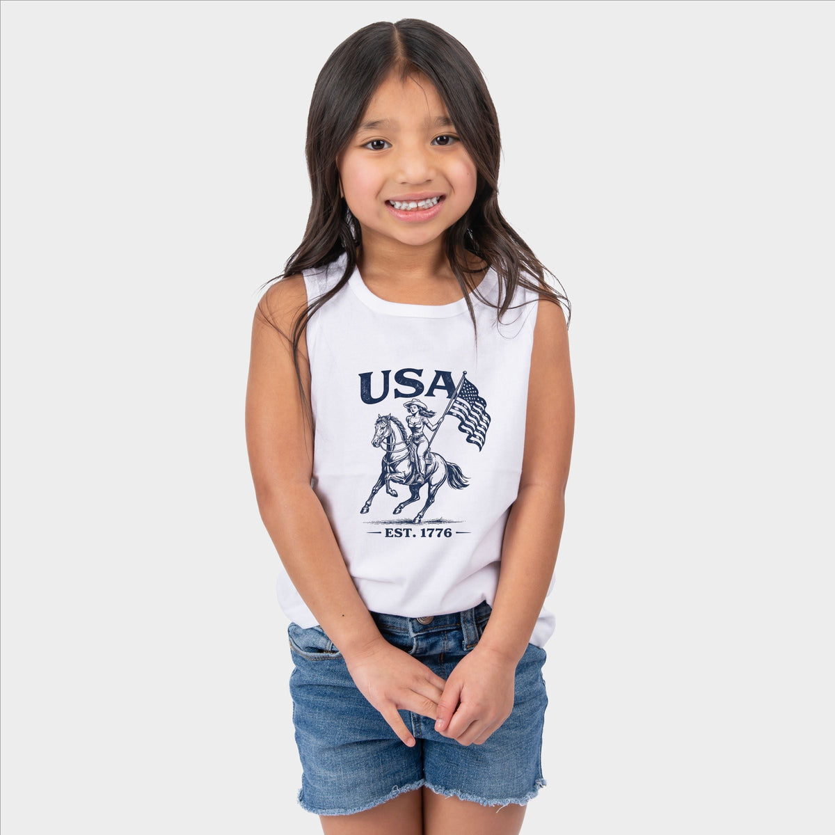 USA Cowgirl Flag - Youth Tank Top