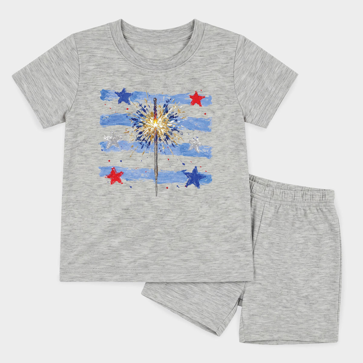 Sparkler Stripes - Toddler Crew Shorts Set