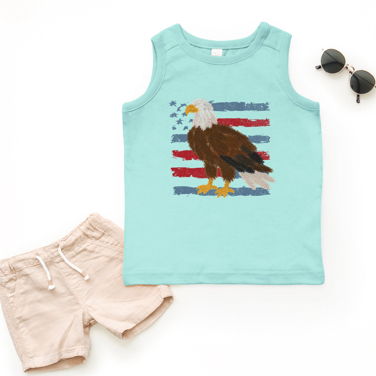 Bald Eagle Patriotic Flag - Toddler Graphic Tank