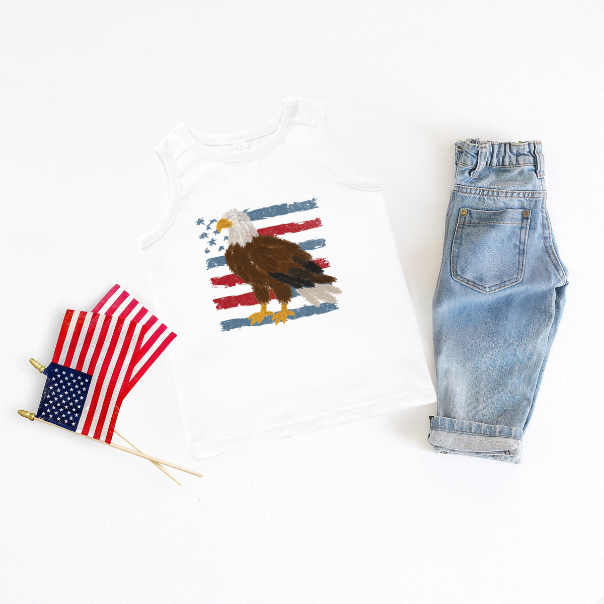 Bald Eagle Patriotic Flag - Toddler Graphic Tank