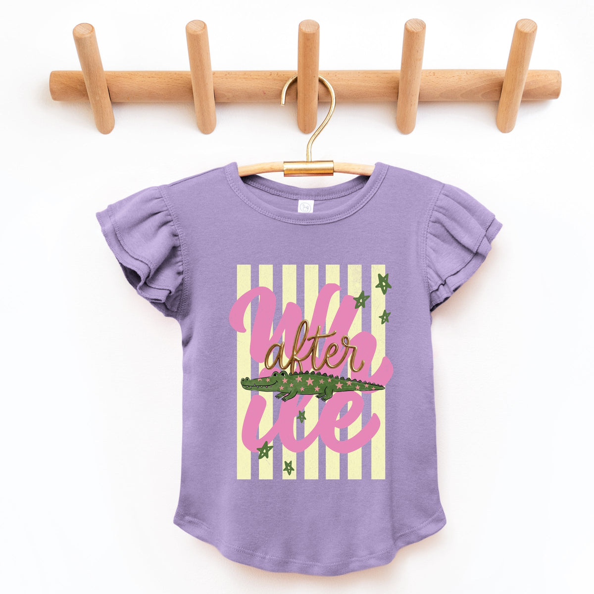 After A While Crocodile - Girl's Flutter Sleeve Graphic T-Shirt