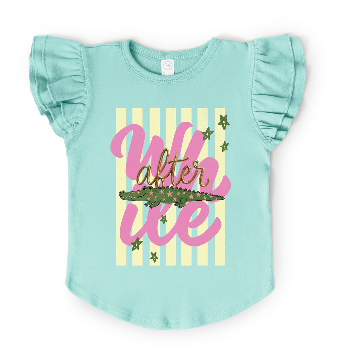 After A While Crocodile - Girl's Flutter Sleeve Graphic T-Shirt